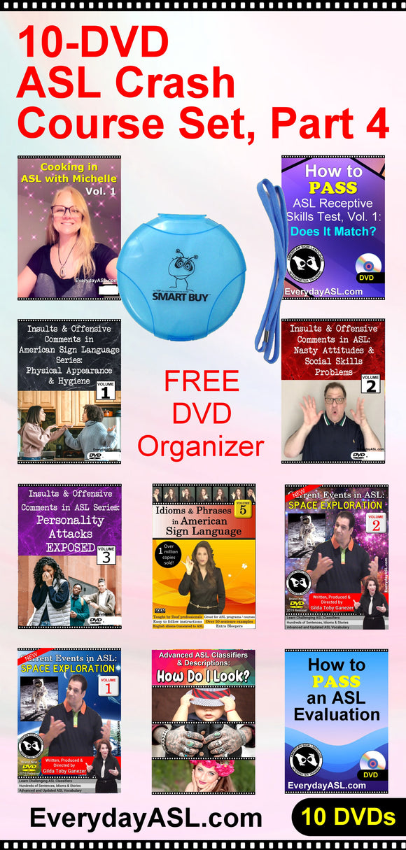 10-DVD American Sign Language Set Part 4 + FREE DVD Organizer + FREE S&H