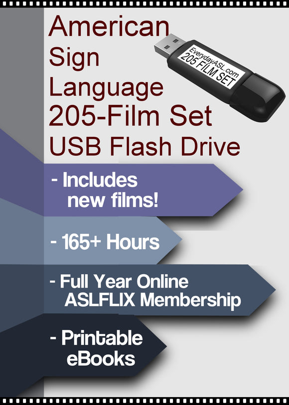 American Sign Language 205-Film Set USB Flash Drive + FREE S&H