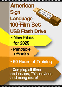 American Sign Language 100-Film Set USB Flash Drive + FREE S&H