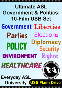 NEW! Ultimate ASL Government & Politics: 10-Film USB Set with Free Shipping