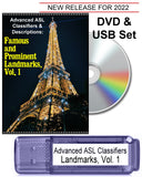 New! ASL Classifiers: Famous and Prominent Landmarks, Vol. 1 DVD + USB Set